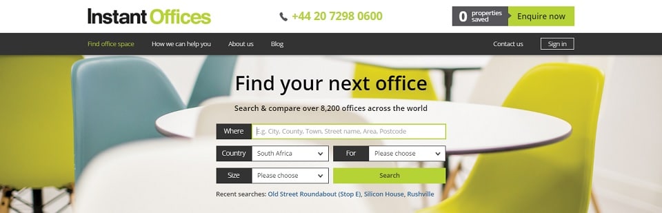 Instant Offices New Site Property Search Feature